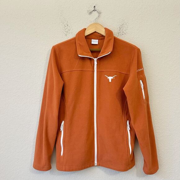 COLUMBIA Texas Longhorns Fleece Jacket Burnt Orange Full Zip Outdoor - Picture 1 of 8